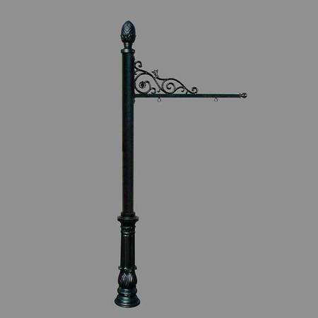 QUALARC Sign System w/Pineapple Finial & Ornate Base, Black color REPST-703-BL